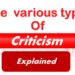 What are the various types of criticism that Frye talks about in Anatomy of Criticism