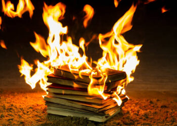 Stack of books burning