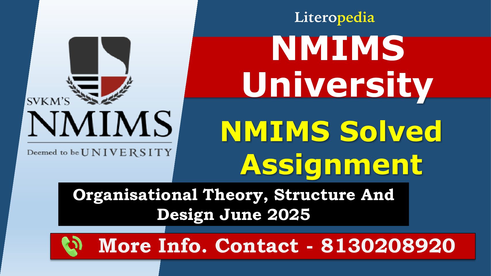 NMIMS Solved Assignment Organisational Theory, Structure